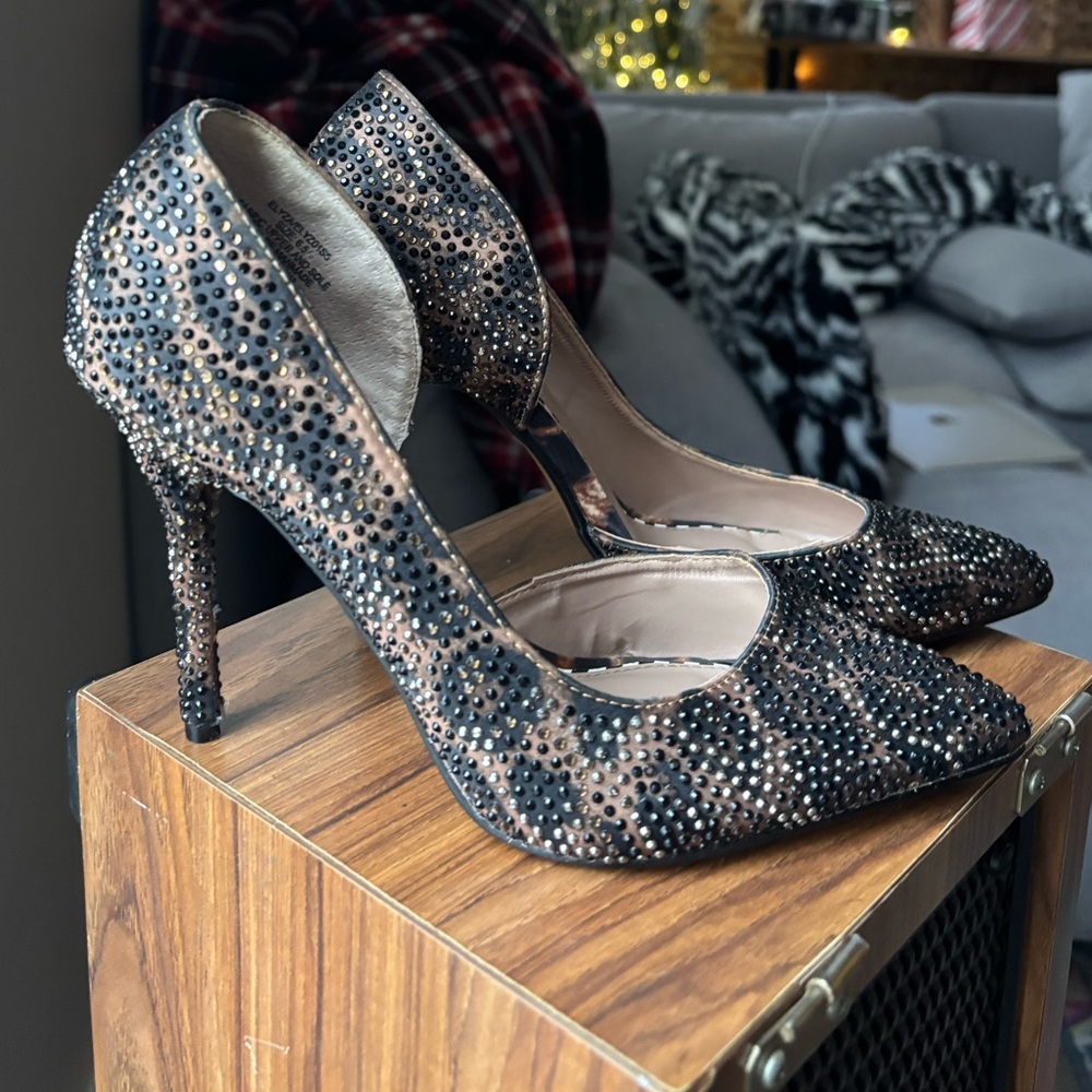 Elegant Black Rhinestone Stiletto Heels